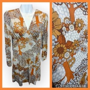 Vintage 60's - 70's Novelty Print Flower Power Hippie Dress